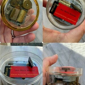 Vintage Reuge Gold and Acrylic Clear Swiss Musical Wind Up Ave Maria by Genaud